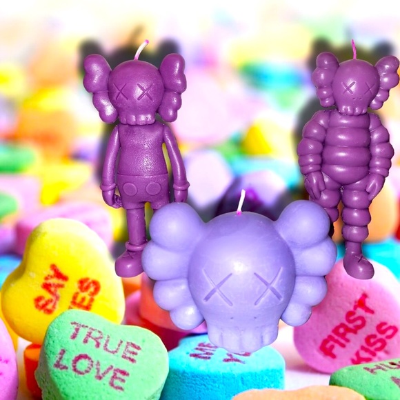 Designer Art Custom Hand Poured BFF Kaws Candle Decor Trio Gift Set - Picture 3 of 11